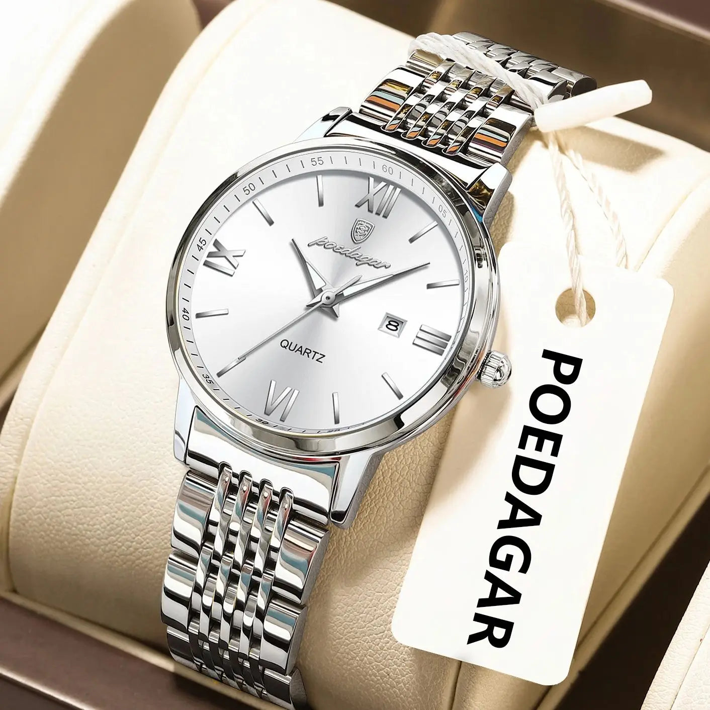 POEDAGAR Original Fashion Watch For Woman Waterproof Luminous Date Ladies Watch Stainless Steel Quartz Business Women's Watches