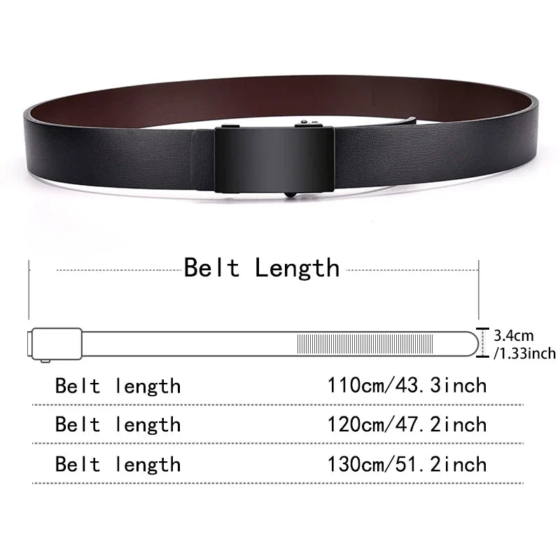 DINISITON Men Leather Belt Black Metal Toothless Automatic Buckle Business Casual PU Leather Men's Fashion High Quality Belt