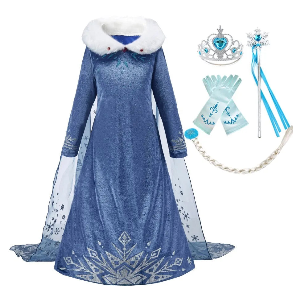 Cinderella Anna Elsa Costume Children Princess Dress for Girls Kids Cosplay Snow