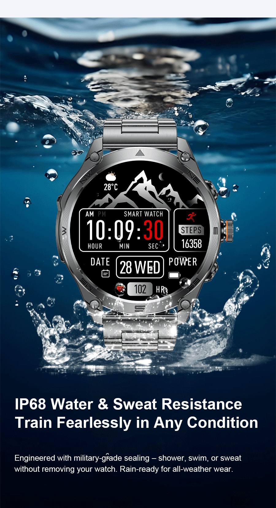 2025 New Outdoors Military GPS Sports Smart Watch Men Built-in Dual-Band GNSS Compass Altimeter 10ATM Bluetooth call Smartwatch