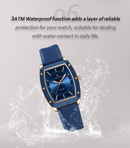 NAVIFORCE Top Brand Women Tonneau Watches Fashion Ladies Quartz Watch Silicone Strap Gift Female Wristwatch Relojes Para Mujer