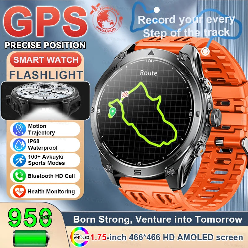 T-Rex 3 Ultra GPS Military Smart Watch Men 10ATM Waterproof Outdoor Sport Fitness Tracker Health Monitor Bluetooth Call Compass