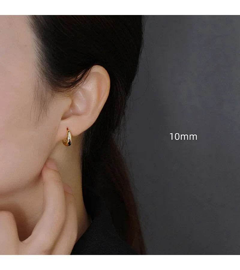 TrustDavis Real 925 Sterling Silve Fashion Inside Diameter 6 7 8 9 10mm Hoop Earrings For Women Men Personality Jewelry DG0132