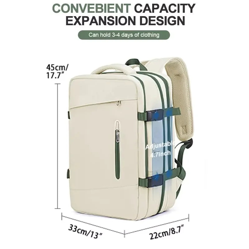 HOMEFISH Travel Backpack for Women Expandable Weekender Hiking Laptop Backpack with USB Port Large Waterproof 40L Men's Backpack