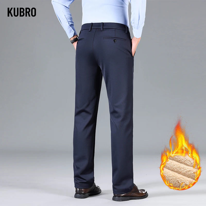Men's Casual Pants Autumn Winter Wool Fleece Warm Fashion