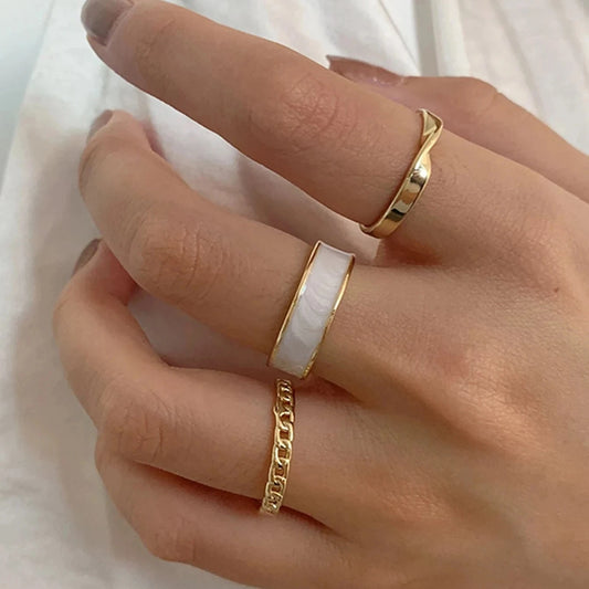 Hip Hop Trendy White Green Adjustable Open Finger Ring For Women