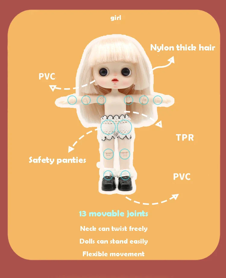 Mini Ob11 Bjd Doll Accessories Obitsu 11 Clothes Dolls For Girls Boy Toys Baby Kawaii Anime Toy Cute Items Miniature Costume