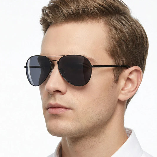 Classic Big Pilot Polarized Sunglasses Men Luxury Metal Black Aviation Sun Glasses Male Fashion Driving Vacation Shades UV400