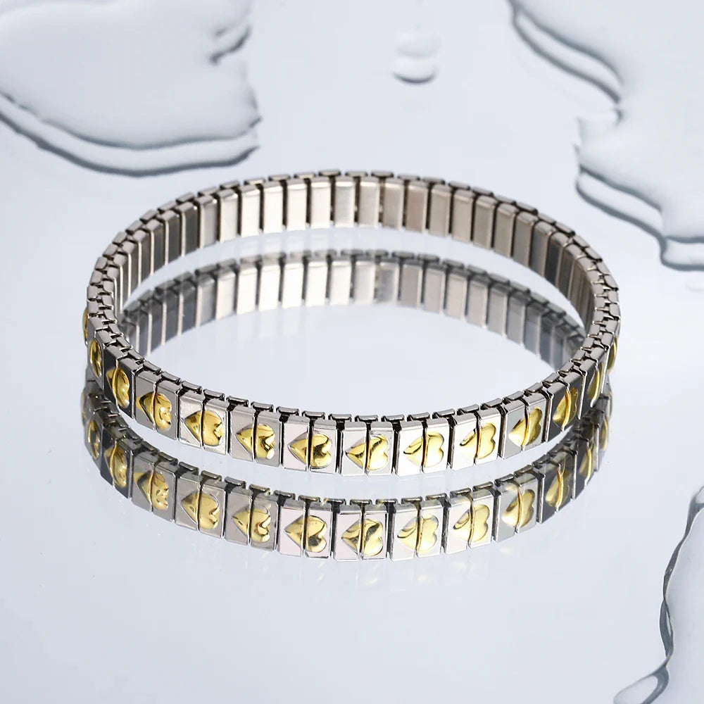 Freetry 18K Gold Plated Stainless Steel Adjustable Bracelet Fashion Elastic Metal Bracelet Trendy Jewelry Accessories Official