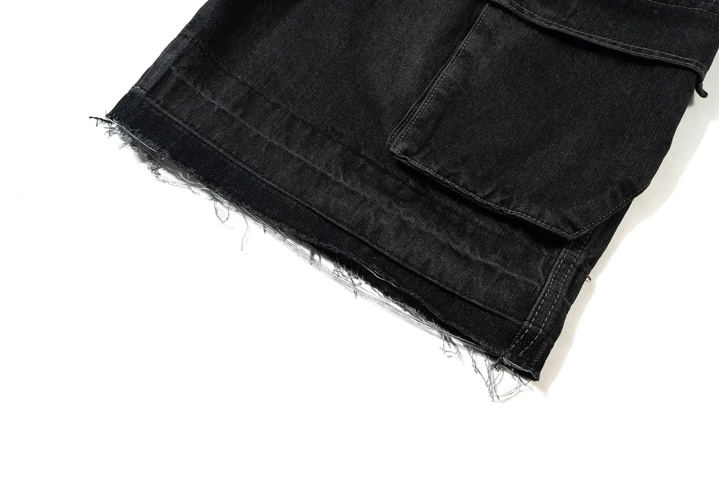 Gothic street jeans with multiple pockets men's shorts wide-legged loose nine-quarter pants knee-length pants loose casual pants