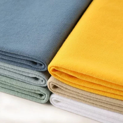 Men's Solid Color round Neck Long Sleeve T-Shirt Cotton Summer Comfortable Breathable Casual Top in Various Colors