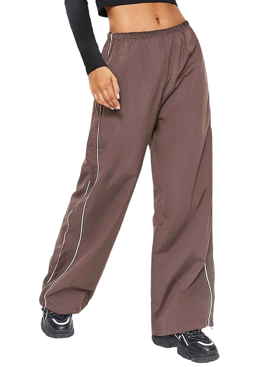 Y2K Baggy Cargo Pants for Women Drawstring Elastic Low Waist Parachute Pants