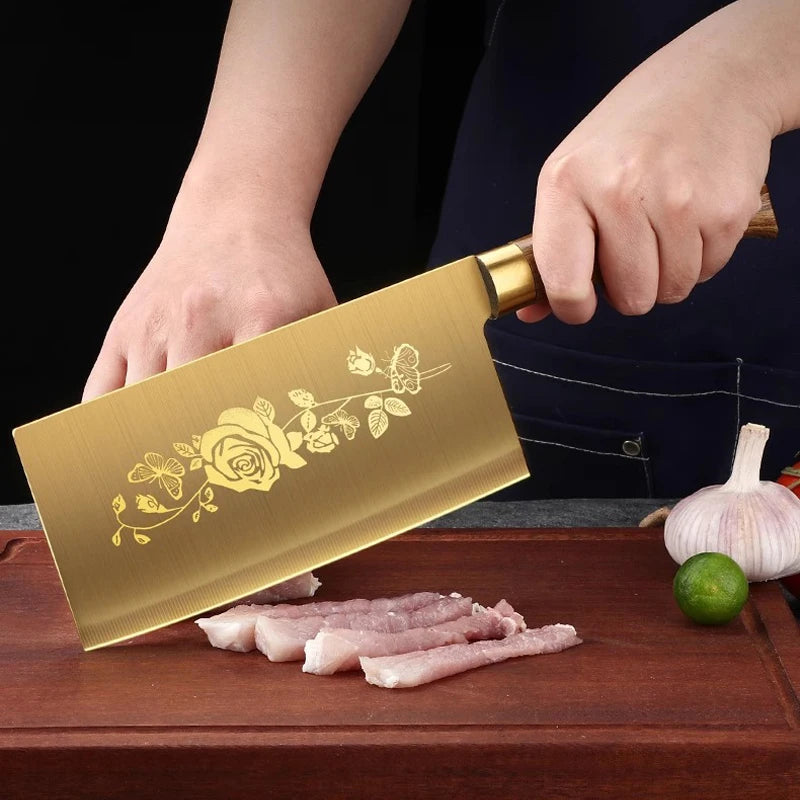 Commercial Gold Kitchen Knives Complete - Special vegetable, meat, and bone knives