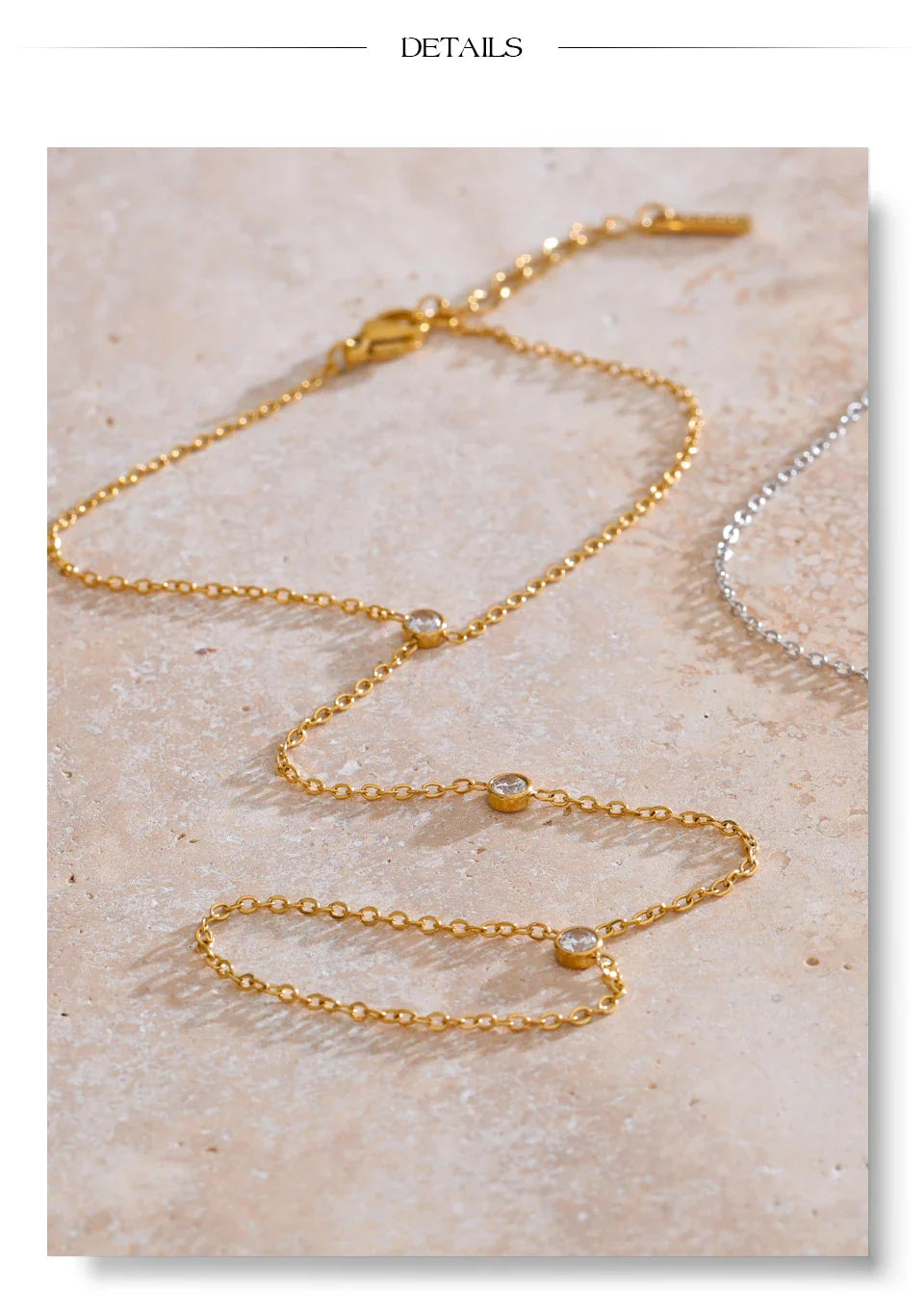 Yhpup Hot Style Zirconia Round Back of Hand Chain Finger Bracelet Bangle Stainless Steel Chic Fashion Jewelry Wholesale 2025 New