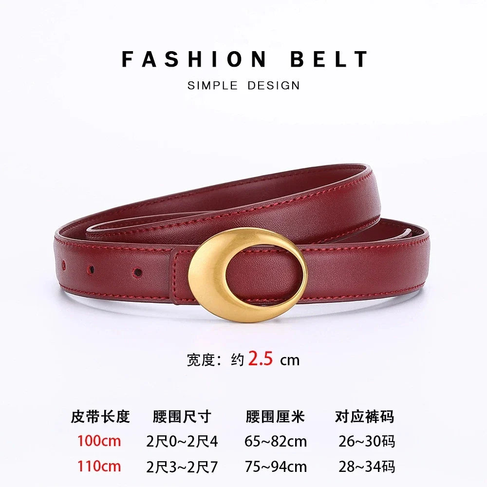 Fashionable women's belt; cowhide leather belt for women; versatile decoration with a high-end feel; trendy Korean-style
