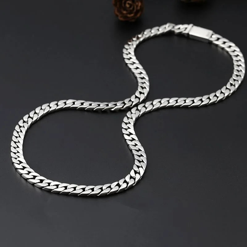 100% S925 Sterling Silver Necklace Bracelet Punk S925 Silver Jewelry Never Fade Carry certificate Men Women Jewelry Gifts