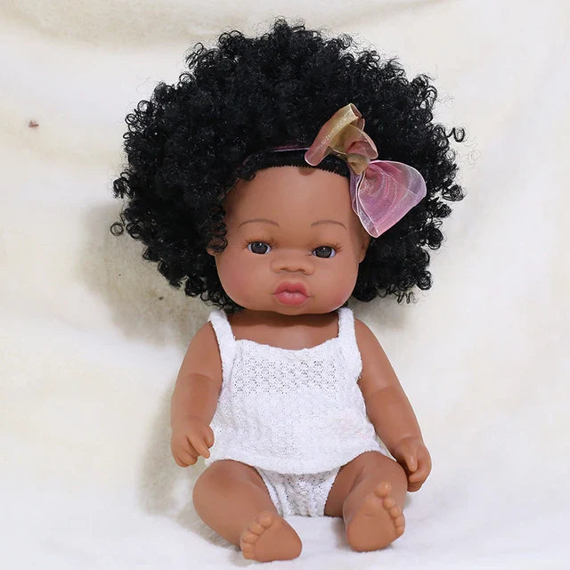 14inch Full Body Vinyl Bebe Reborn Dolls Soft Lifelike Baby Toys American Reborn Black Baby Doll Vinyl Baby Doll Toys Girls Boys