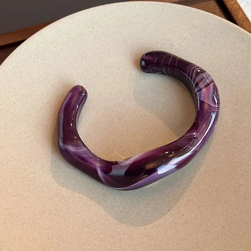 Fashion Unique Irregular Acrylic Cuff Bracelets for Women Simple Texture Multicolor Geometric Open Bangle Female Jewelry