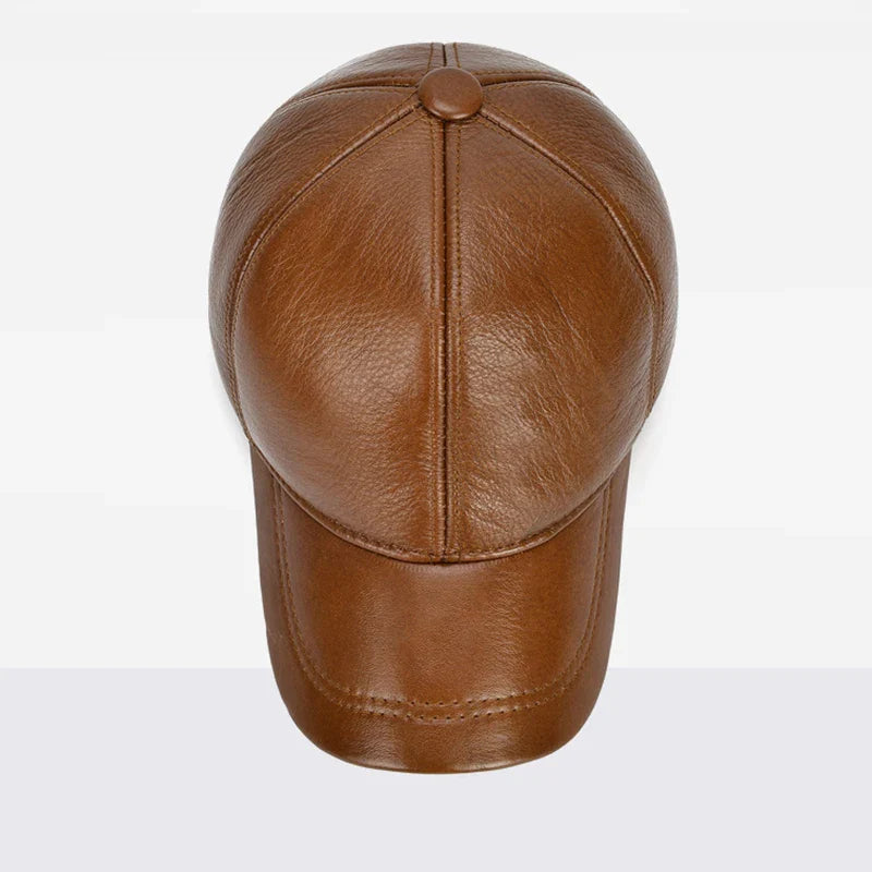 2026 Adjustable Men's Genuine Cowhide Leather Baseball Cap for Fall Winter Outdoor Sports Hat Men Real Cowhide Leather Caps