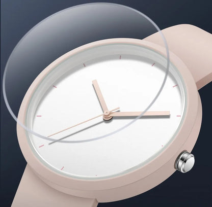 Minimalism Watch For Women 41mm Case with PVD Finish Rubber Strap