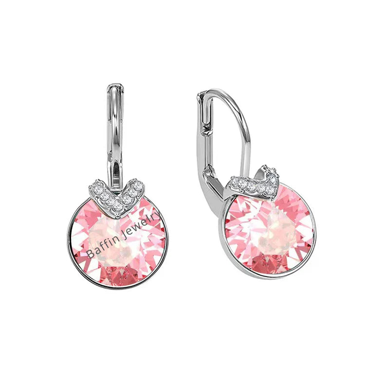 Mini Bella V Drop Earring for Women Friends Birthday Crystals from Austria Round Cut Dangle Silver Gold Color Pierced Jewelry