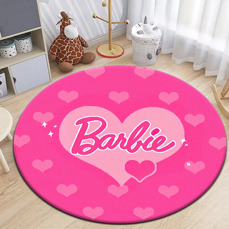 Fashion Barbie Cartoon print Round Carpet for Living Room Rugs Camping Picnic Mats