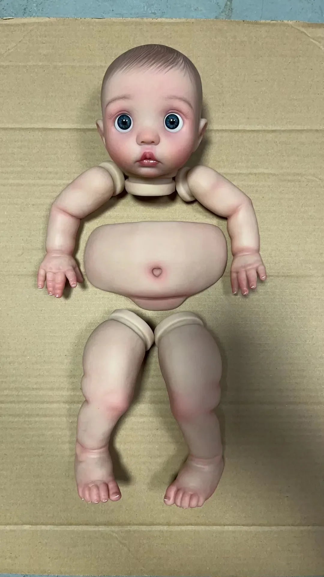 NPK 16inch Already Painted Doll Kit Peeka come with Cloth Body and Belly Plate Lifelike Reborn Baby DIY Toy