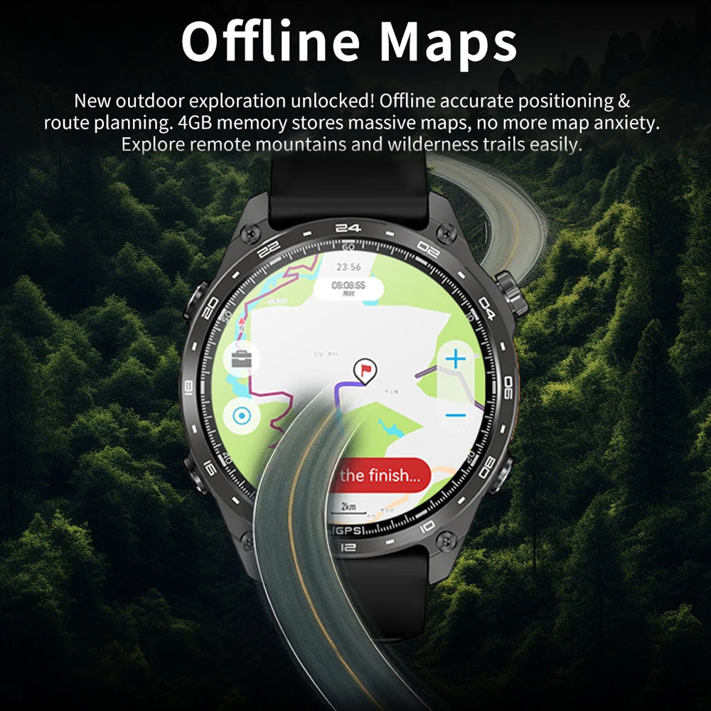 2025New Built-in GPS Offline Map Position Smart Watch Men 4GB Memory 3ATM Waterproof MP3/4 Compass BT Call Swim Sport Bracelets