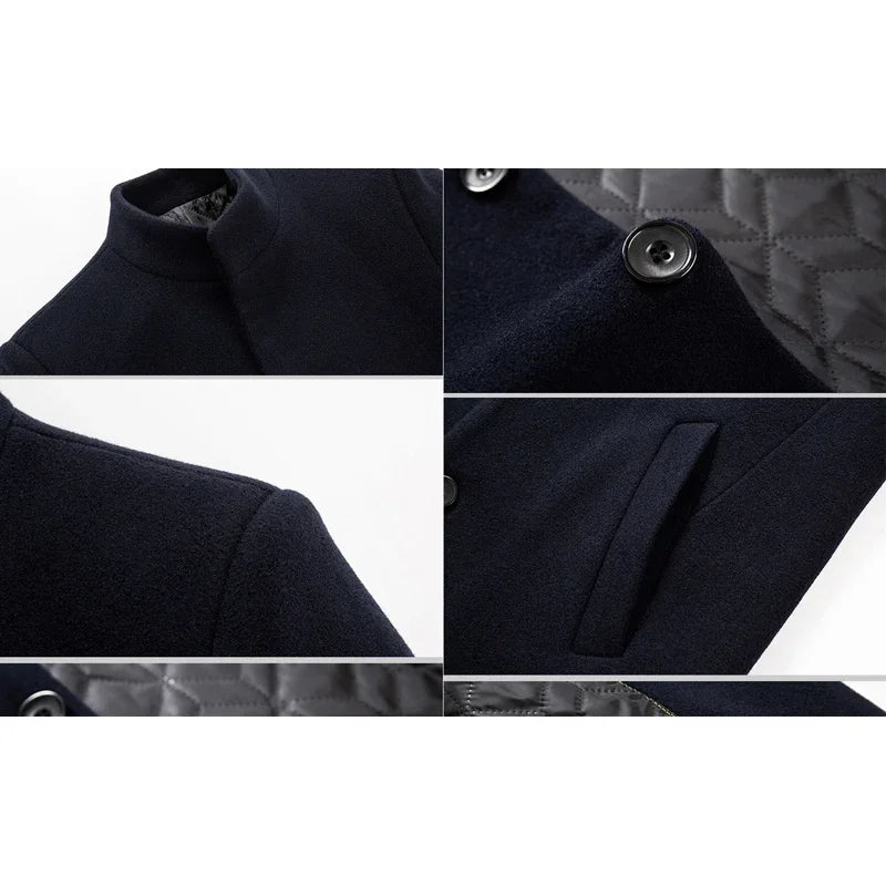 Brand Long Jackets for Men 2024 Autumn and Winter Solid Color Men