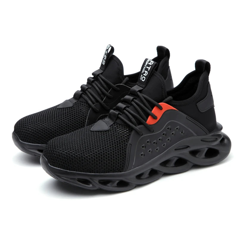 Breathable Men Work Shoes Summer Lightweight Protective Sneakers Safety Steel