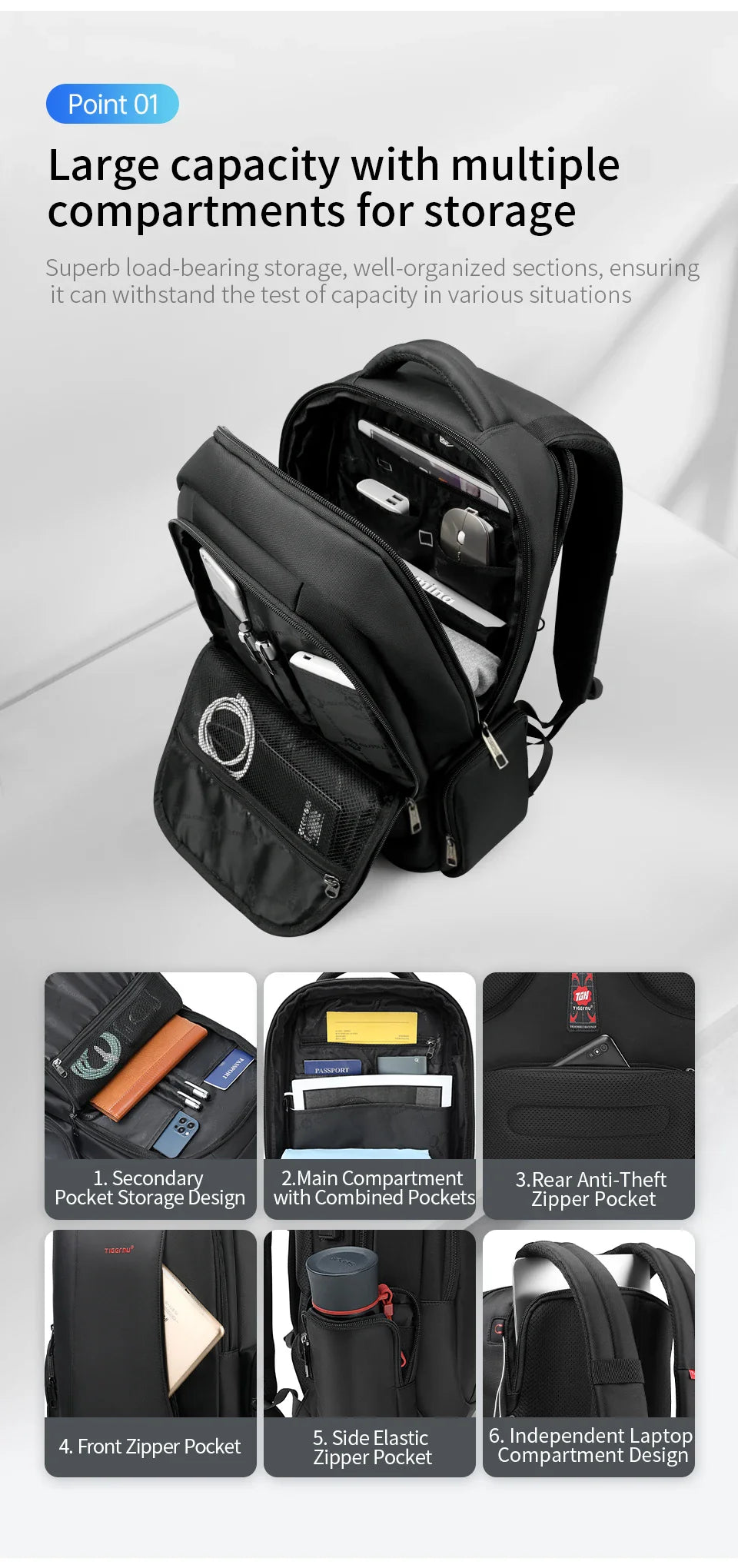 Tigernu Travel Backpacks Vacuum Backpack 14 15.6 17.3inch Laptop Backpack For School Backpack Men Schoolbag Compression Backpack