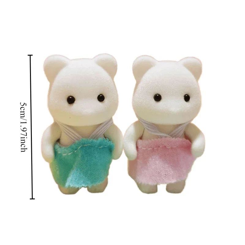 Forest Family Reindeer Rabbit Panda Animal Simulation Dollhouse Furniture Toy Set House Accessories Christmas Gifts for Kids