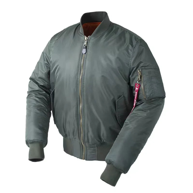 Bomber Jacket Men Winter Nylon American Military Uniform Aviator Retro Coat