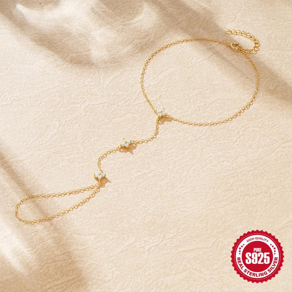 CANNER Minimalism Octagonal Star Finger Bracelet For Women 925 Sterling Silver Ins Flower Multi-layer Bracelet Fine Jewelry