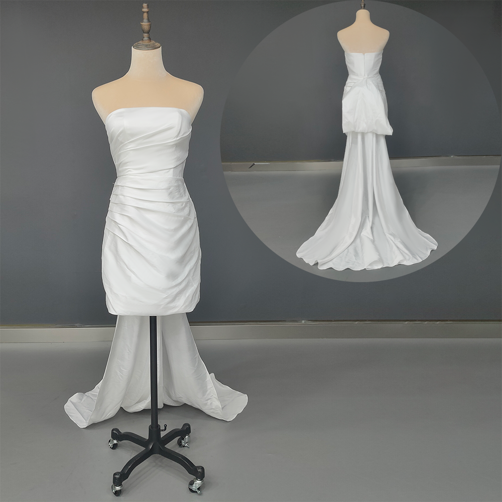 White Bridesmaid Dresses: V Neck Bridal Gown Large Bow Custom Made Plus Size