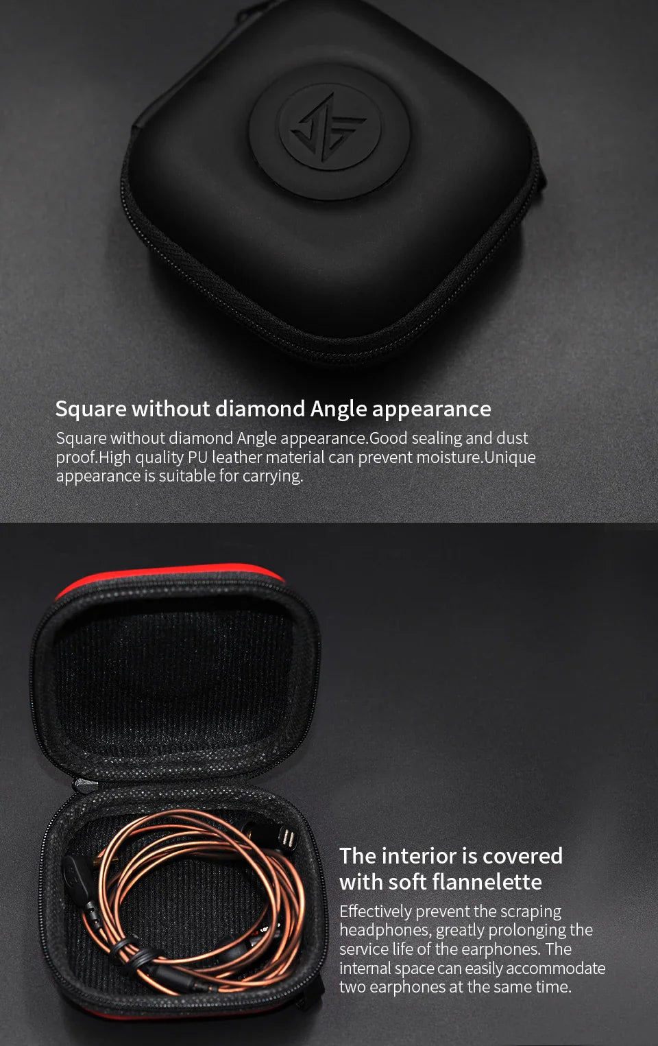 KZ PU Case Bag Earphone Headset Accessories Protable Case Pressure Shock Absorption Storage Package Case With Logo Square Bag