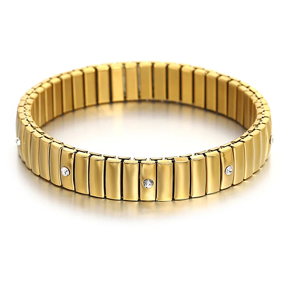 Freetry 18K Gold Plated Stainless Steel Adjustable Bracelet Fashion Elastic Metal Bracelet Trendy Jewelry Accessories Official
