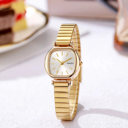 Brand Small Square Ladies Watches Adjustable Stainless Steel Strap Quartz Wristwatches for Women Fashion Luxury Gift Clock