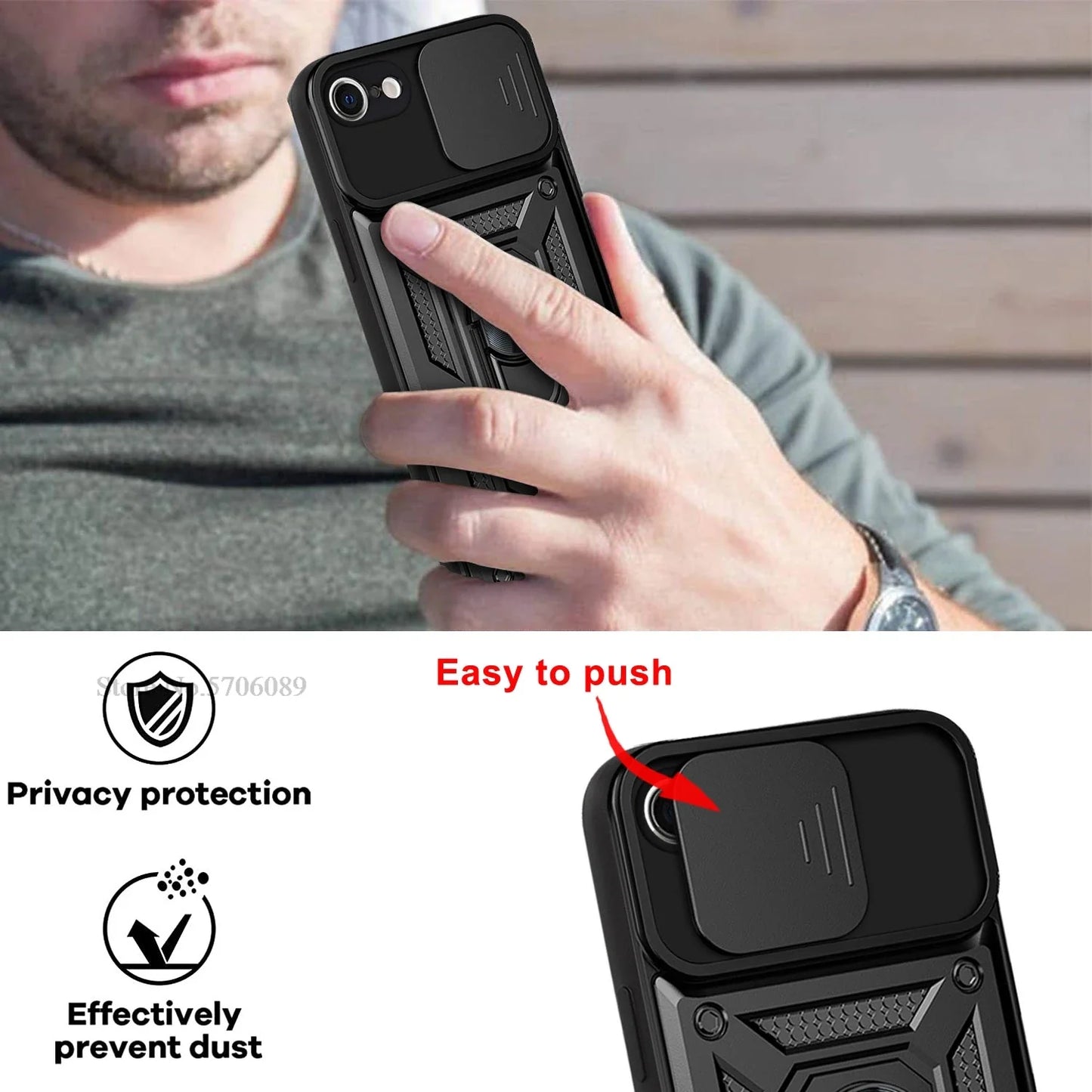 For iPhone SE 2020 Case SE 2022 SE 2 3 SE2 SE3 Shockproof Armor Lens Protector Phone Cover For iPhone 7 8 iPhone7 Case With Ring