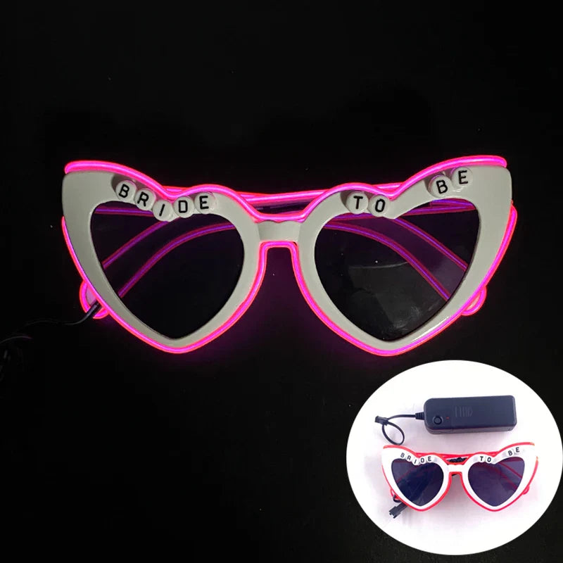 LED Just Married Glasses Wedding Bride To Be Surprise Gift Couple Glasses Souvenirs Glowing Heart Glasses Married Sunglasses