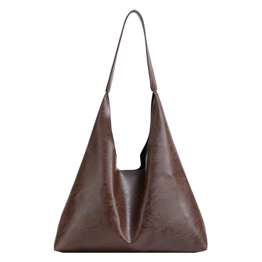 PU Soft Leather Tote Bag Large Capacity Women Vegan Leather Slouch Bag