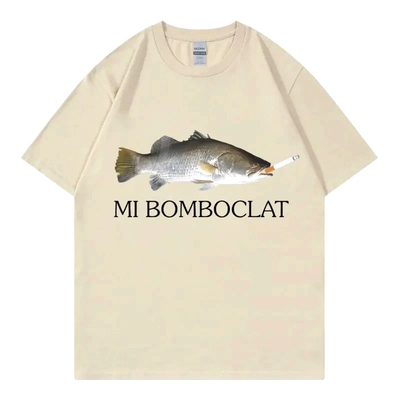 Funny Bomboclat Fish Meme T-shirt High Street Fashion Trend Y2k Short Sleeve T-shirts Women Harajuku Vintage Style T Shirts