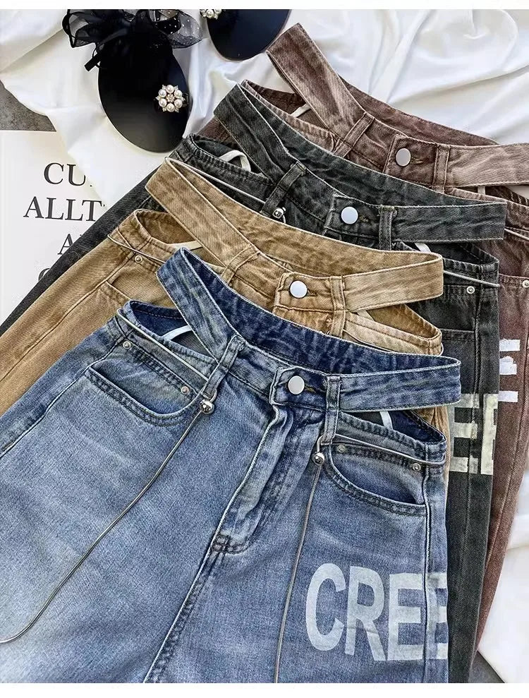 Ripped Jeans Women 2023 Female Clothing Vintage Jeans Woman High Waist Y2k Women