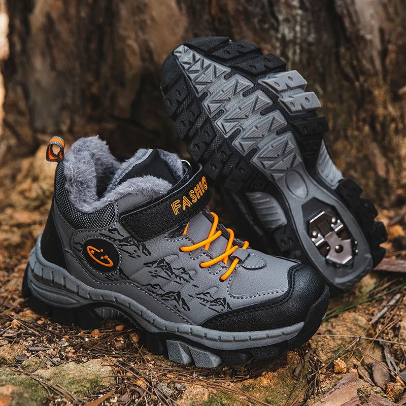 Children Casual Luminous Shoes For Boys Breathable Sneaker Winter Warm Plush Kids
