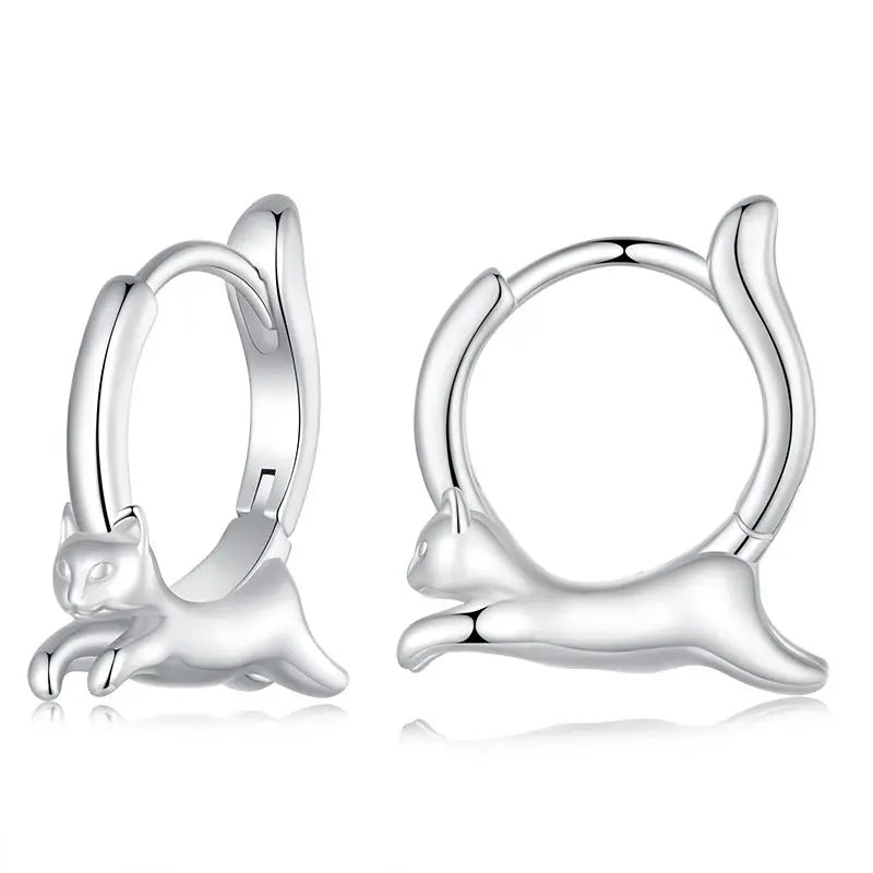 WOSTU Snake Dog Cat Ear Buckles Women 925 Sterling Silver Dachshund Hoop Earrings Girl Party Birthday Gift Minimalism Jewelry
