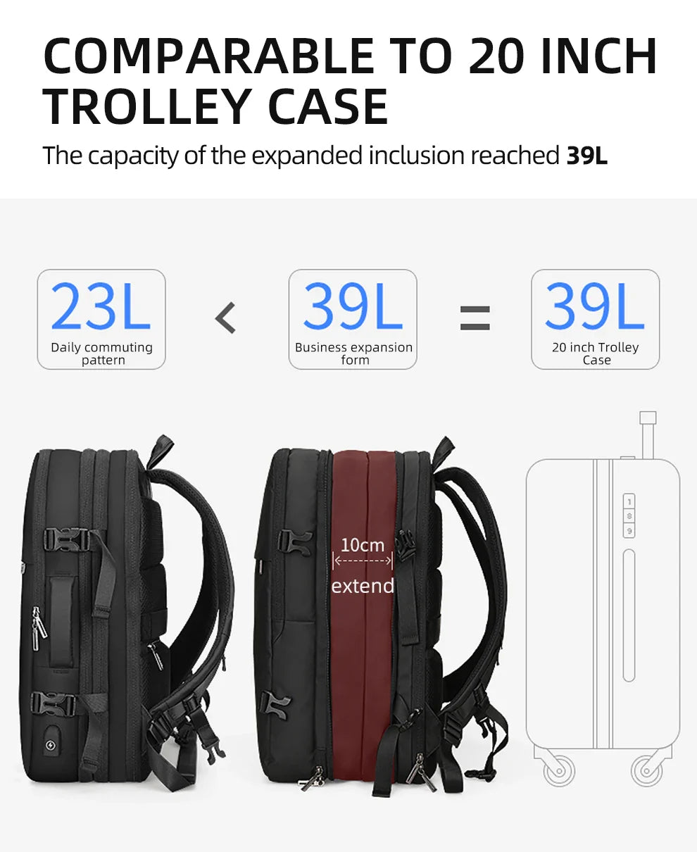 Heroic Knight Travel Backpack Men Business Backpack School Expandable USB Bag Large Capacity 15.6 Laptop Waterproof Backpack Bag