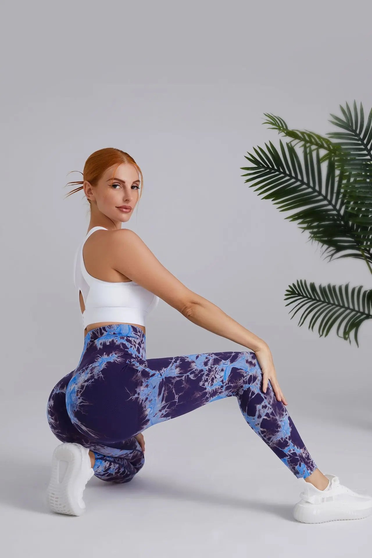 Seamless Peach Yoga Pants Women's Dual Color Tie Dye Tie Float High Waist Sports