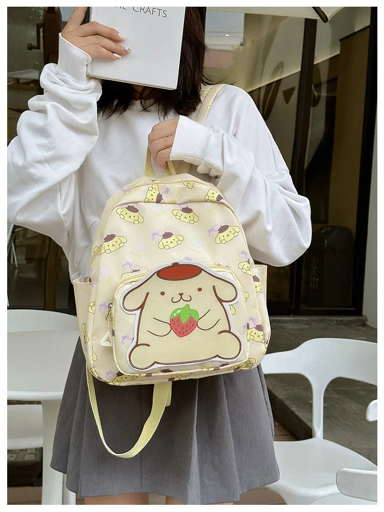 Anime Cartoon Kuromi Melody Cinnamoroll Backpack Boys Girls Cartoon Hello Kitty Kawaii Canvas Fashion Children's Schoolbag