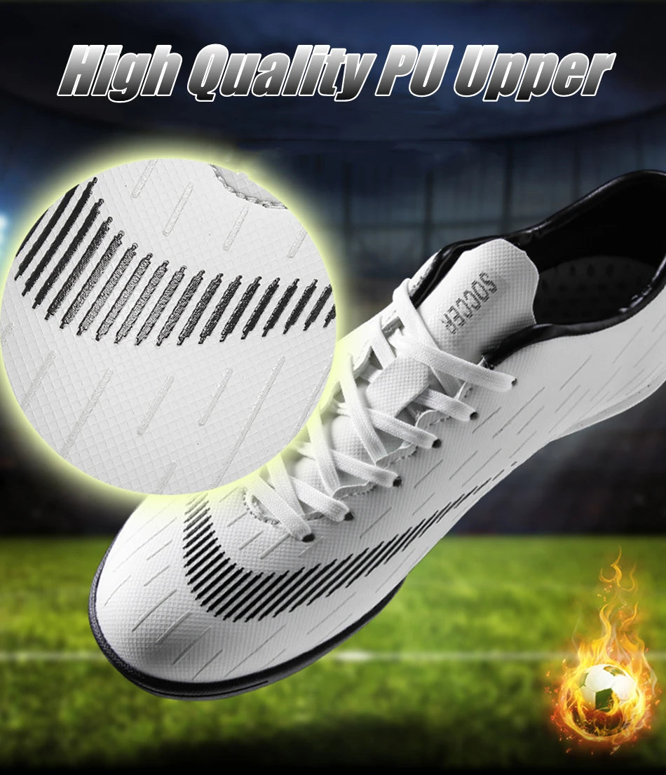 Men's Turf Soccer Shoes Kids Outdoor Long Spikes Training Ankle Football Boots