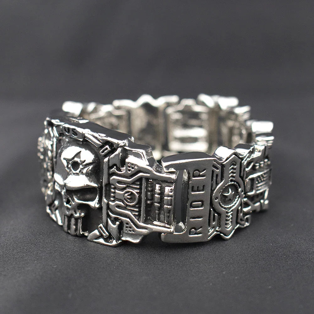 Vintage Charm Skull Bracelet Punk Hip Hop Rider Bracelet for Men Boy Gift High Quality US Street Motorcycle Jewelry Dropshipping